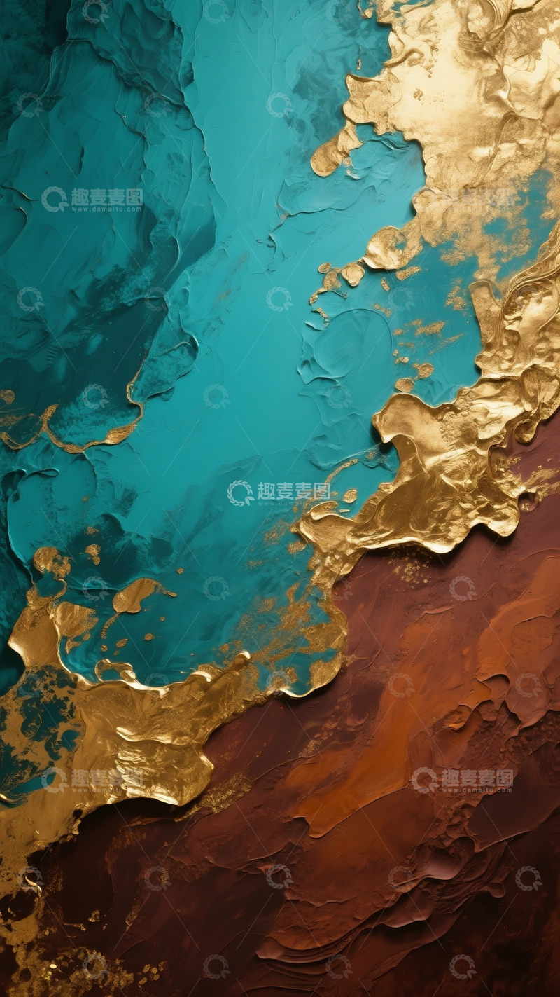 高清大图下载【趣麦麦图】青碧色赭石色鎏金色质感艺术背景