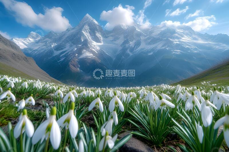 高清大图下载【趣麦麦图】高山和天山雪莲花背景1