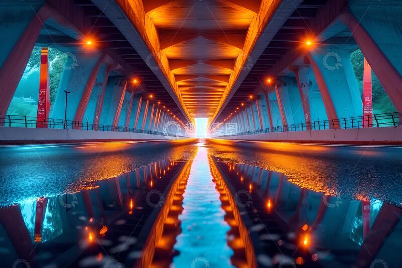 高清大图下载【趣麦麦图】高速公路桥梁建筑倒影