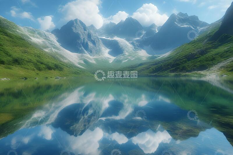 高清大图下载【趣麦麦图】高山湖面倒影1