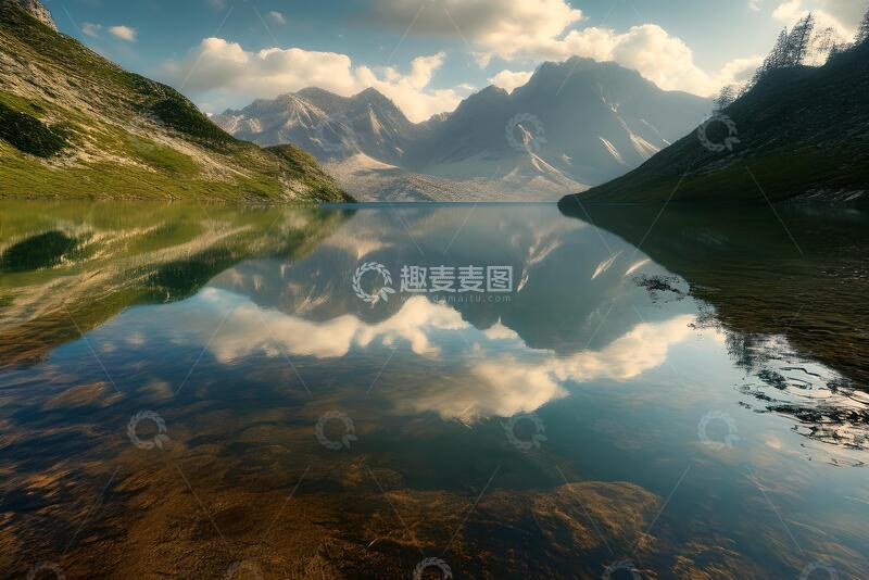 高清大图下载【趣麦麦图】高山湖面倒影2
