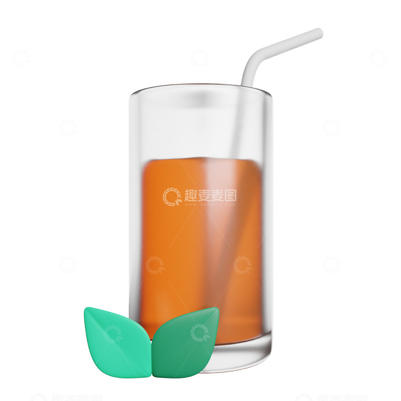 高清大图下载【趣麦麦图】果汁3D卡通图标海报免抠透明png素材