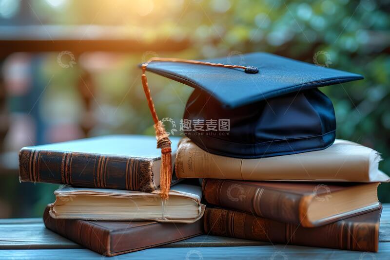 高清大图下载【趣麦麦图】高考升学毕业季学术帽和书本2