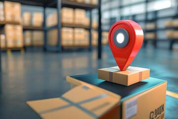 快递箱上的定位图标三维图形1
