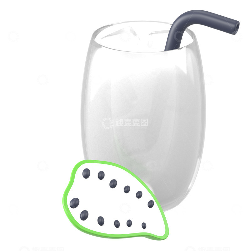 高清大图下载【趣麦麦图】龙眼汁3D卡通图标海报免抠透明png素材1