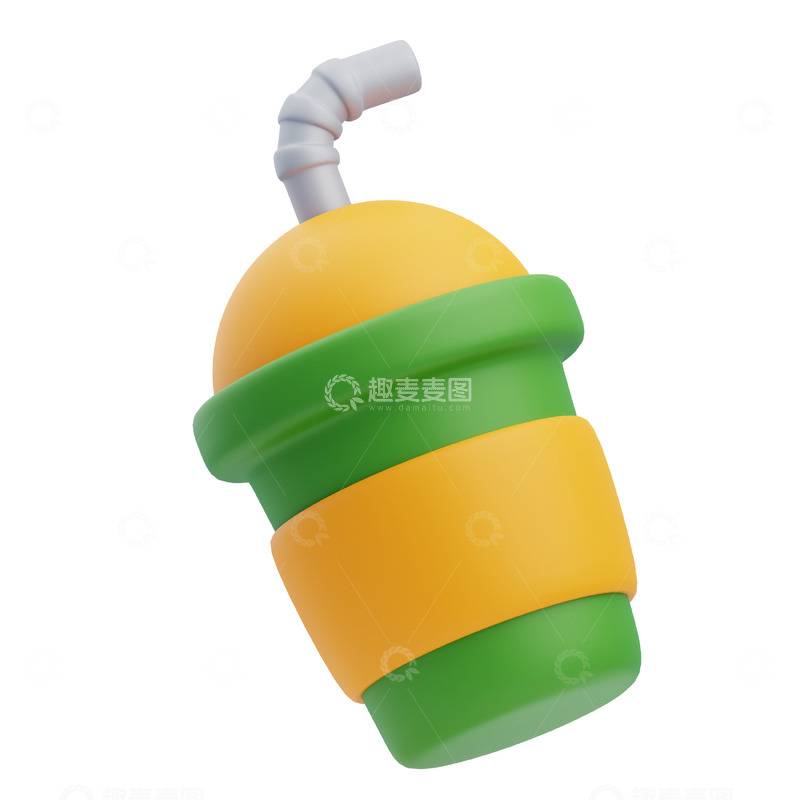高清大图下载【趣麦麦图】果汁杯3D卡通图标海报免抠透明png素材1