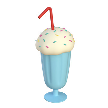 奶昔3D卡通图标海报免抠透明png素材