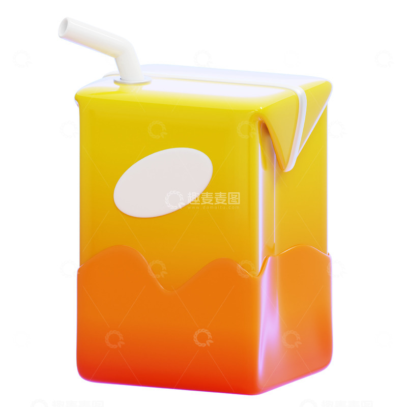 高清大图下载【趣麦麦图】果汁盒3D卡通图标海报免抠透明png素材