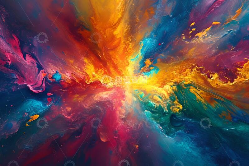 高清大图下载【趣麦麦图】五颜六色的背景上涂上各种鲜艳的颜料2
