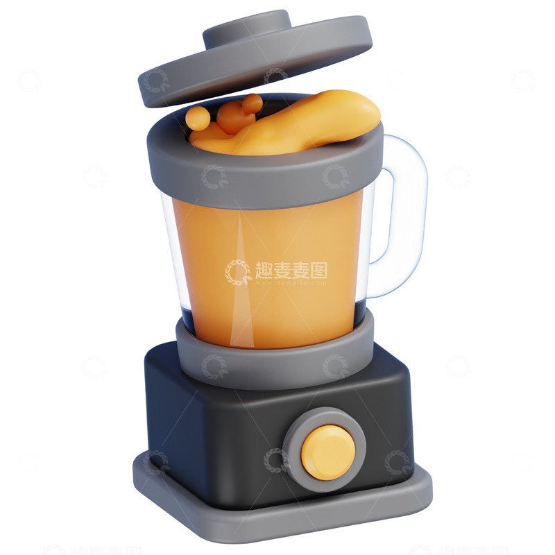高清大图下载【趣麦麦图】搅拌机3D卡通图标海报免抠透明png素材12