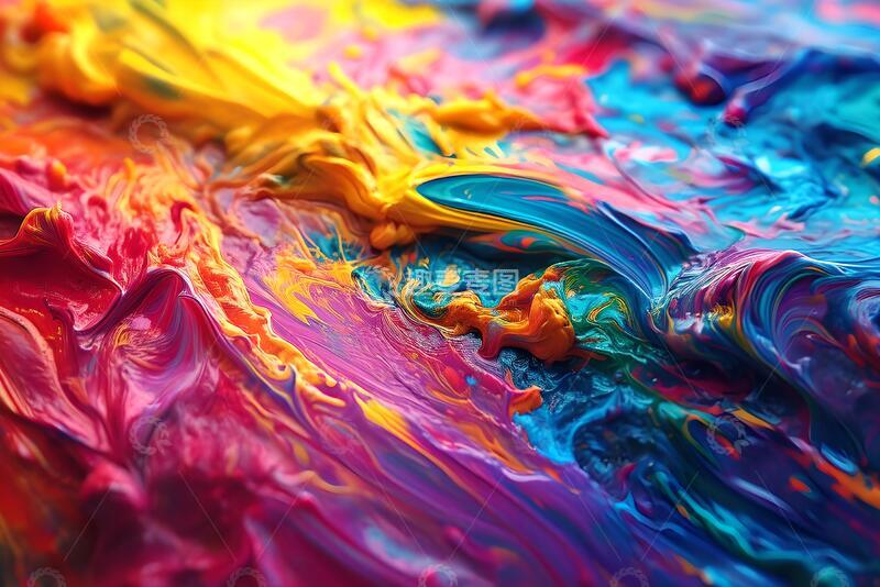 高清大图下载【趣麦麦图】五颜六色的背景上涂上各种鲜艳的颜料1