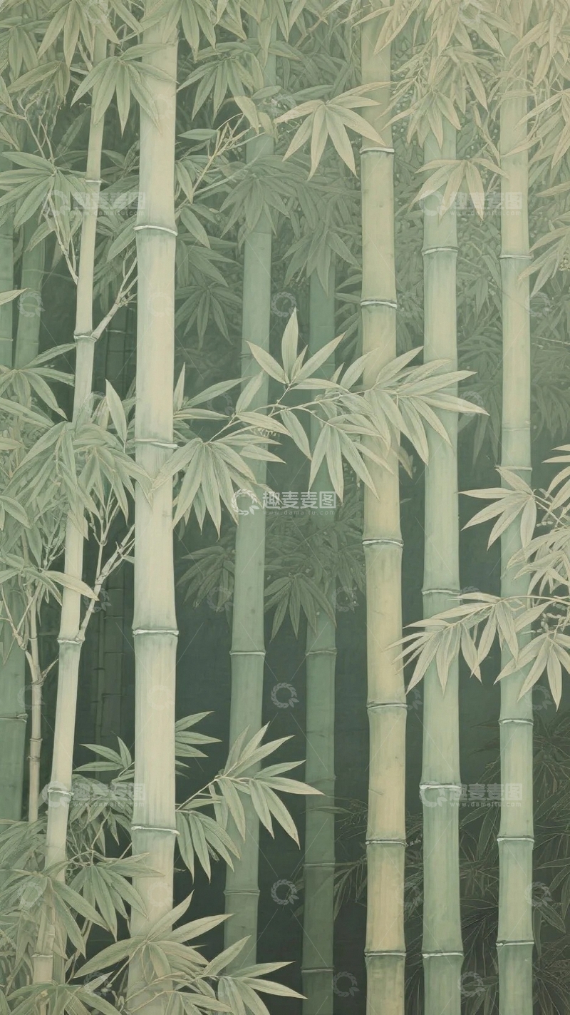 高清大图下载【趣麦麦图】新工笔绘画艺术竹林2