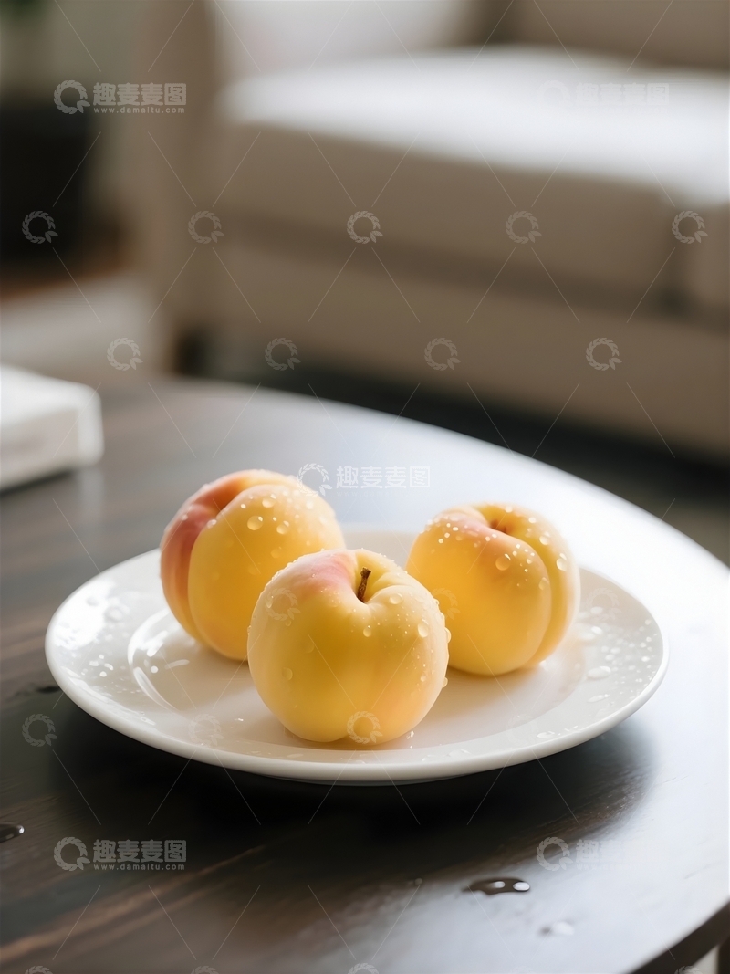 高清大图下载【趣麦麦图】放在客厅茶几上的鲜桃2