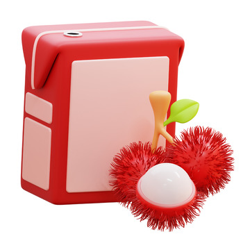 红毛丹汁盒3D卡通图标免抠透明png素材