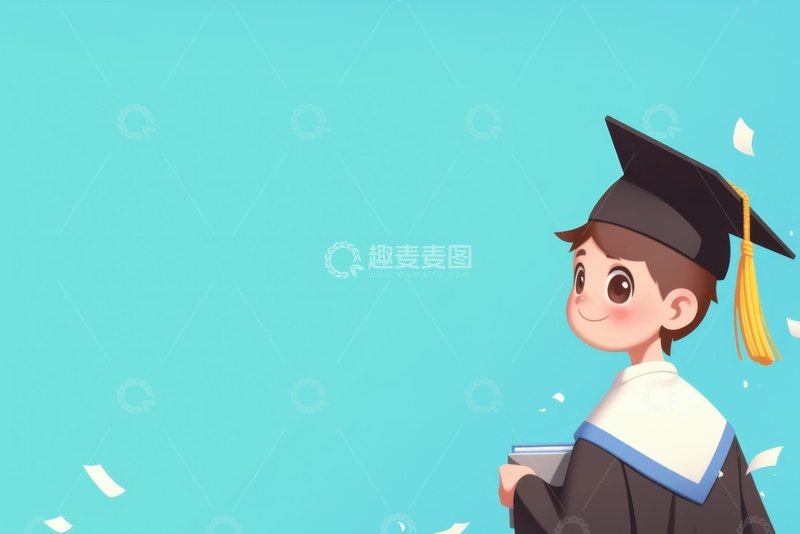 高清大图下载【趣麦麦图】卡通简约毕业生边框背景2