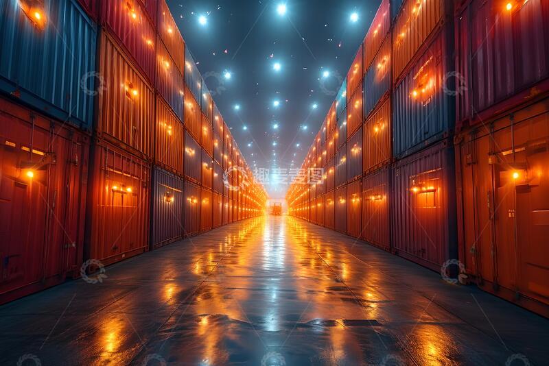 高清大图下载【趣麦麦图】集装箱箱在海运港口仓库。1