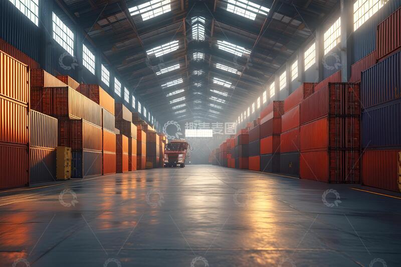 高清大图下载【趣麦麦图】集装箱箱在海运港口仓库。