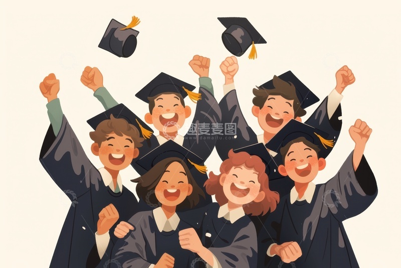 高清大图下载【趣麦麦图】一群欢呼的毕业生