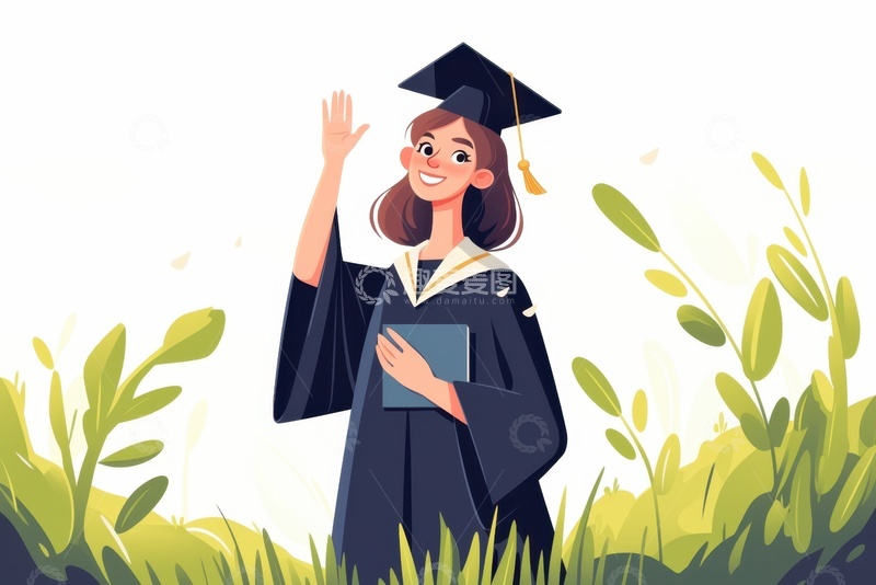 高清大图下载【趣麦麦图】手绘毕业生边框背景