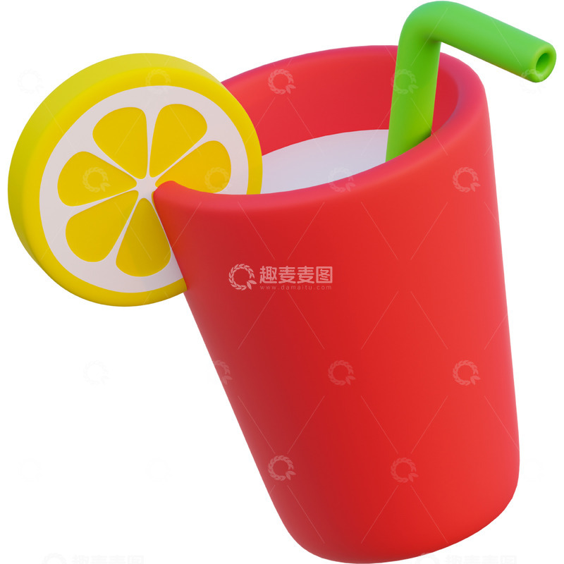 高清大图下载【趣麦麦图】果汁杯3D卡通图标免抠透明png图片素材15