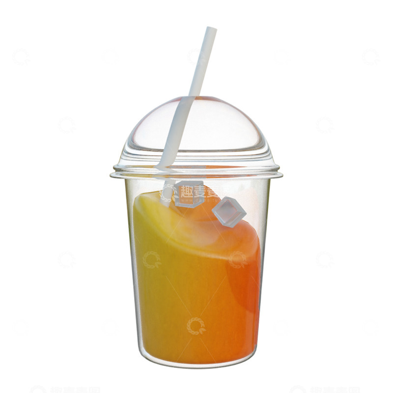 高清大图下载【趣麦麦图】橙汁3D卡通插画免抠透明png图片素材2