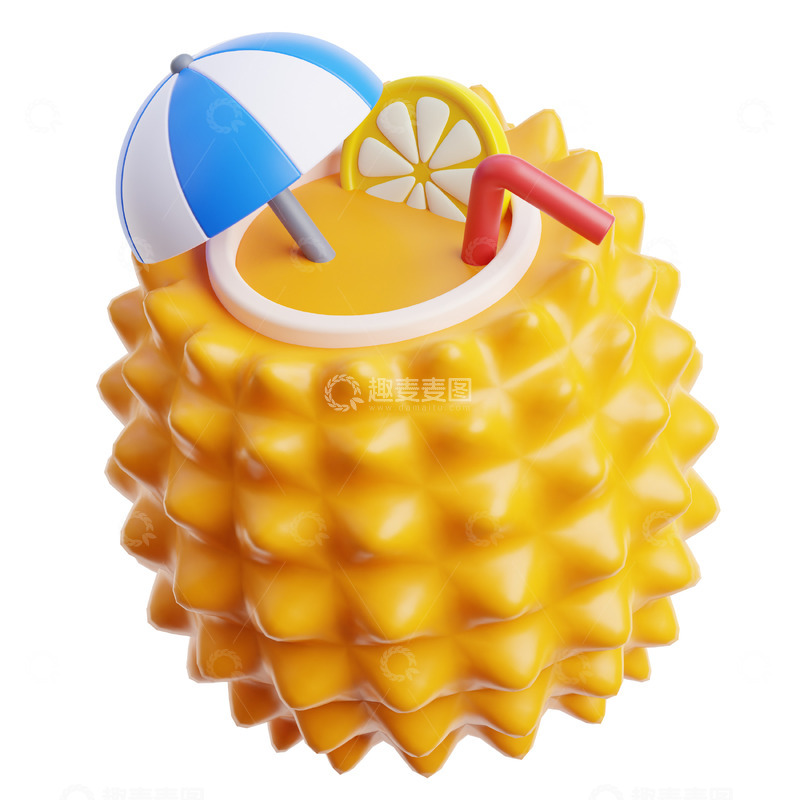 高清大图下载【趣麦麦图】菠萝汁3D卡通图标免抠透明png图片素材1
