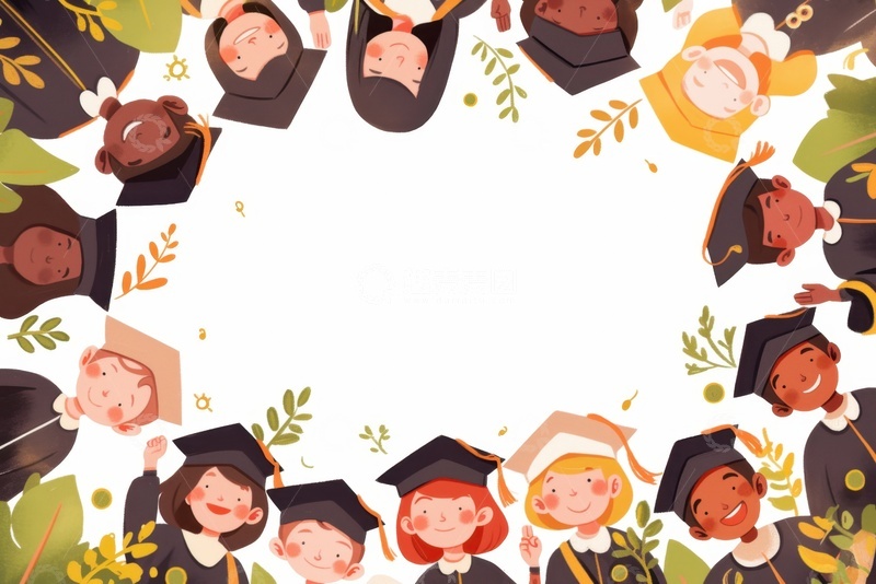 高清大图下载【趣麦麦图】卡通简约围成圈的毕业生