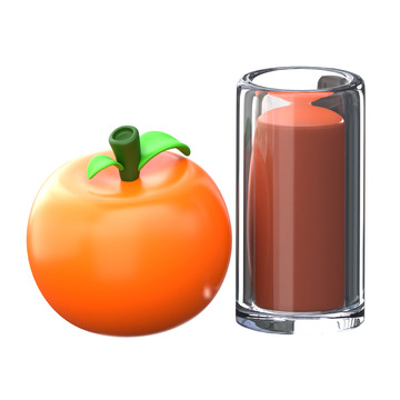 橙汁3D卡通图标免抠透明png图片素材1