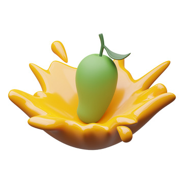 芒果汁3D卡通图标免抠透明png图片素材