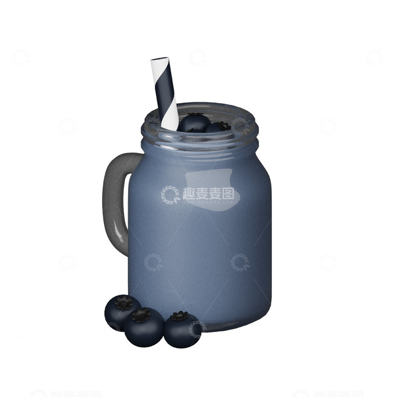 高清大图下载【趣麦麦图】蓝莓汁3D卡通图标免抠透明png图片素材