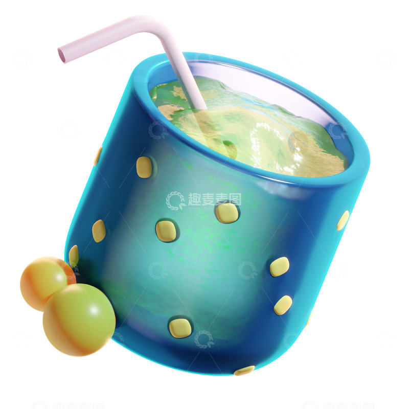 高清大图下载【趣麦麦图】水果汁3D卡通图标免抠透明png图片素材2