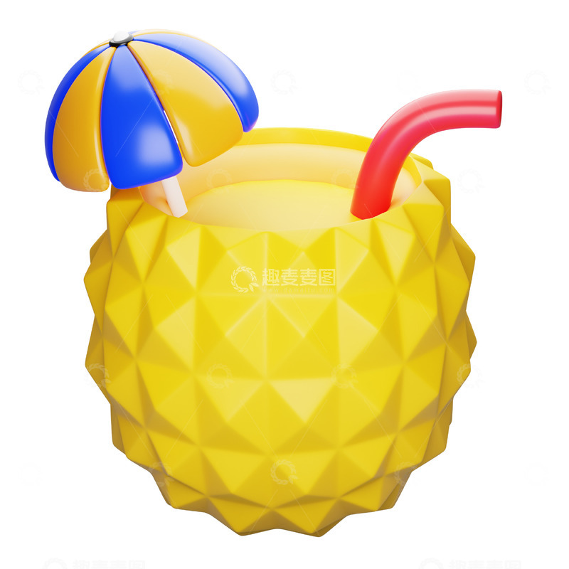 高清大图下载【趣麦麦图】菠萝汁3D卡通图标免抠透明png图片素材6