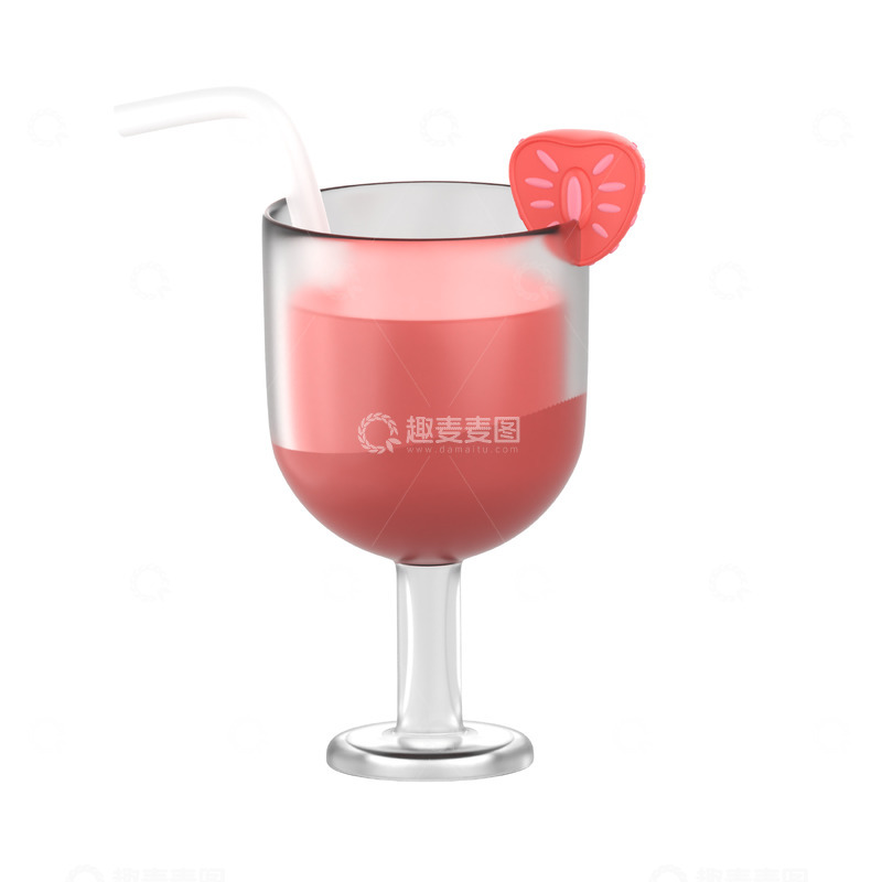 高清大图下载【趣麦麦图】草莓汁3D卡通图标免抠透明png图片素材2