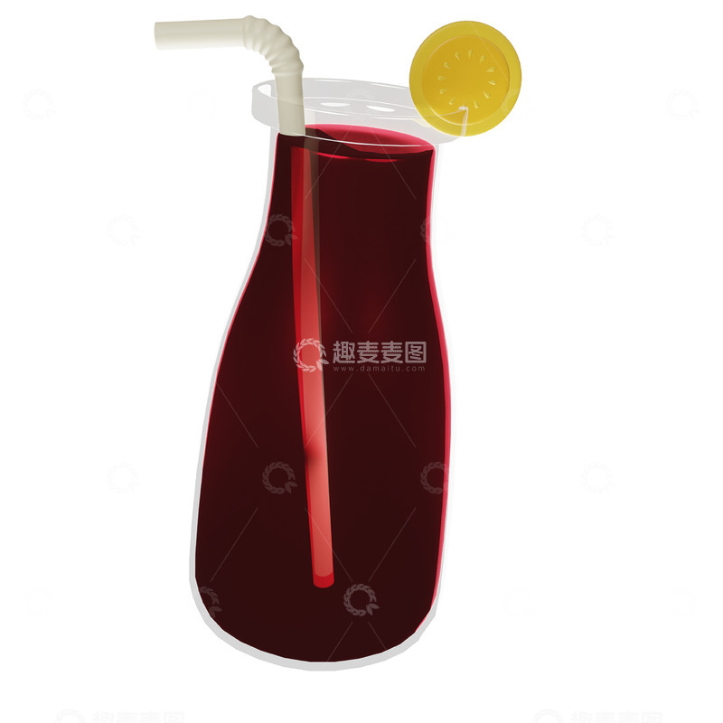 高清大图下载【趣麦麦图】柠檬汁3D卡通图标免抠透明png图片素材4