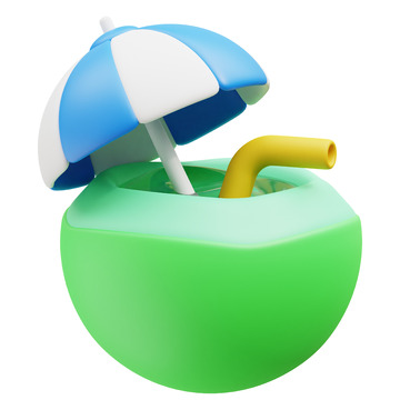 椰子汁3D卡通图标免抠透明png图片素材10