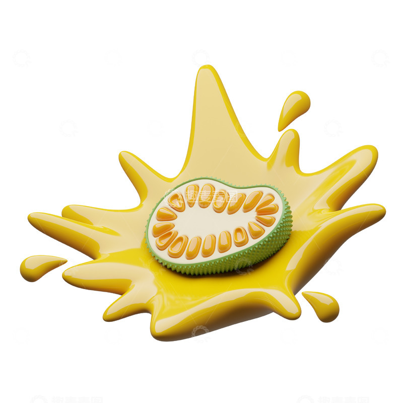 高清大图下载【趣麦麦图】菠萝蜜汁3D卡通图标免抠透明png素材