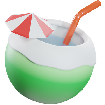 椰子汁3D卡通图标免抠透明png图片素材13