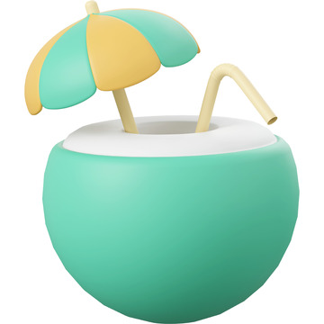 椰子汁3D卡通图标免抠透明png图片素材15