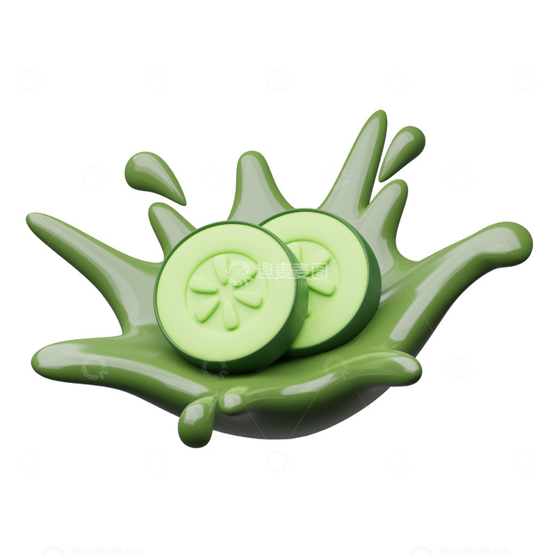 黄瓜汁3D卡通图标免抠透明png图片素材