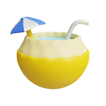 椰子汁3D卡通图标免抠透明png图片素材18