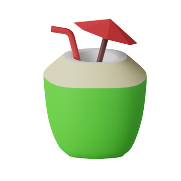 椰子汁3D卡通图标免抠透明png图片素材16