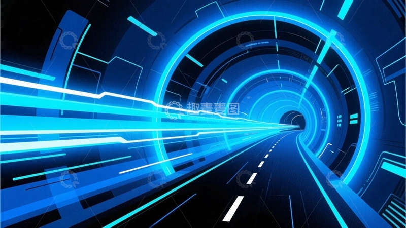 高清大图下载【趣麦麦图】蓝色科技光线背景3