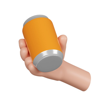 手持果汁3D卡通图标免抠透明png素材