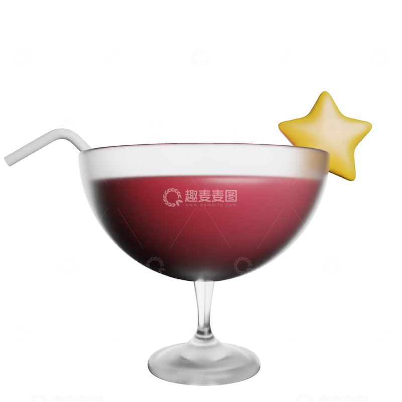 高清大图下载【趣麦麦图】鸡尾酒3D卡通图标免抠透明png图片素材12