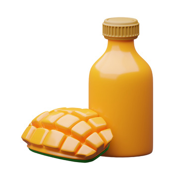 芒果汁3D卡通图标免抠透明png图片素材4