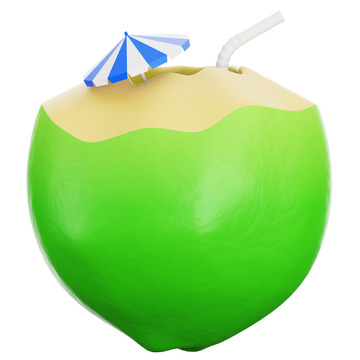 椰子3D卡通图标免抠透明png图片素材