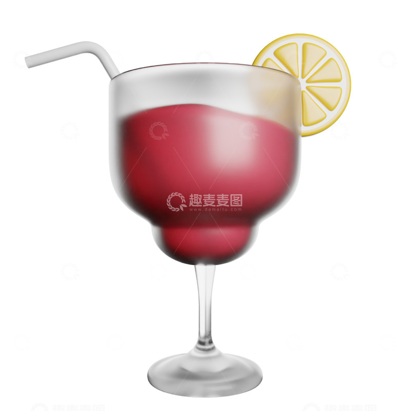 高清大图下载【趣麦麦图】鸡尾酒3D卡通图标免抠透明png图片素材