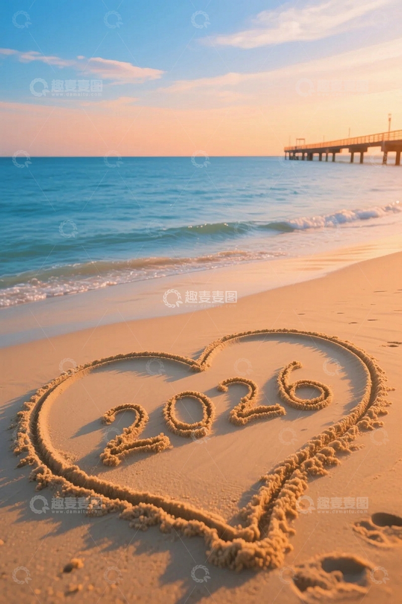 高清大图下载【趣麦麦图】浪漫黄昏海景风景1