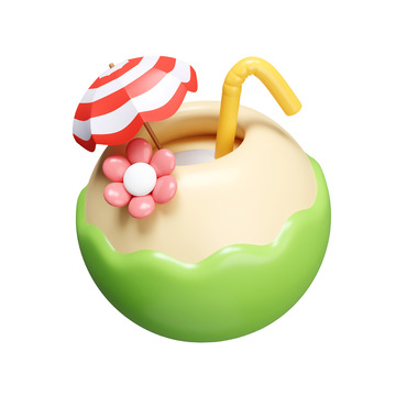 椰子饮品3D图标免抠透明png图片素材6