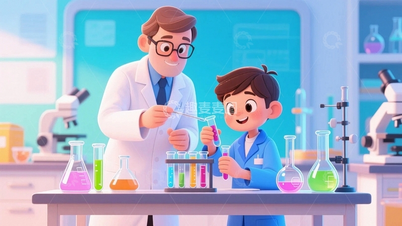 高清大图下载【趣麦麦图】卡通人物科学实验人员